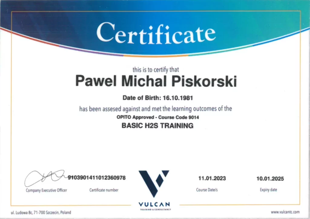 Certificate - OPITO Rigger Initial Training